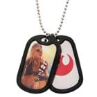 Star Wars Rebel Chewbacca Stainless Steel Double Dog Tag Pendant With Rubber Silencers (22), Adult Unisex