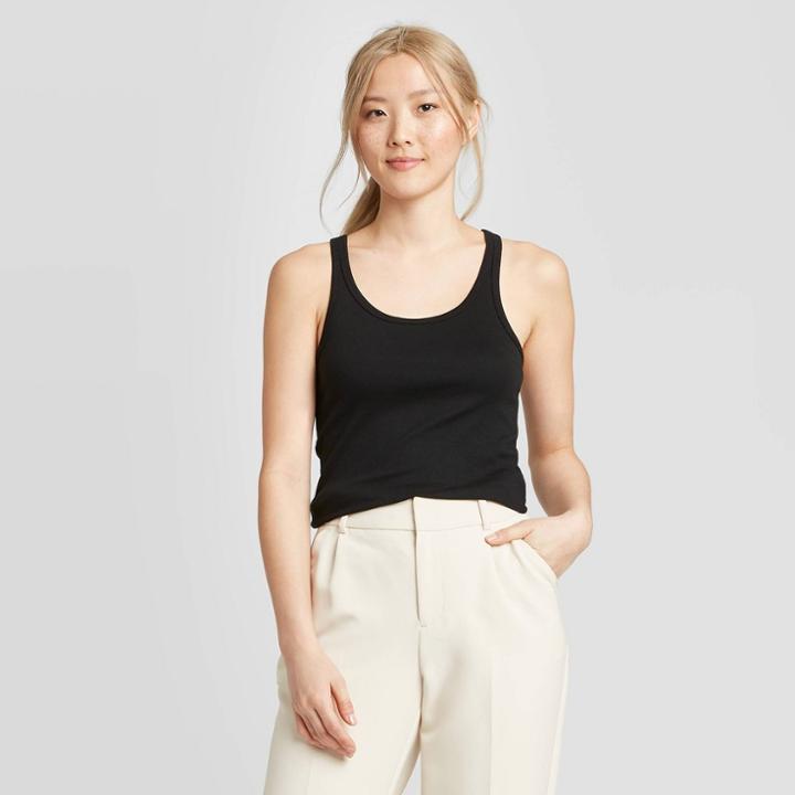 Women's Slim Fit Any Day Tank Top - A New Day Black
