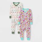 Baby Girls' 2pk Floral Snug Fit Pajama Romper - Cat & Jack Oatmeal Heather