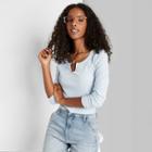 Women's Long Sleeve Notch Front Baby T-shirt - Wild Fable