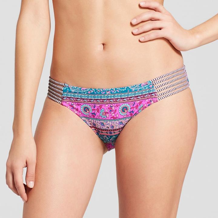Women's Beach Hipster Strappy Bikini Bottom - Shade & Shore Boho Stripe Print