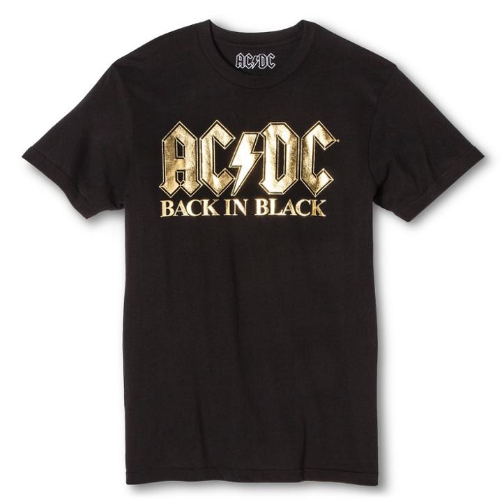 Men's Ac/dc Back In Black Gold T-shirt Black