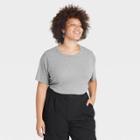 Women's Plus Size Short Sleeve Ribbed T-shirt - A New Day Heather Gray