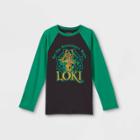 Kids' Marvel Loki Long Sleeve Graphic T-shirt - Green/black