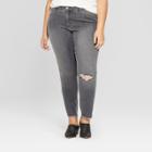 Women's Plus Size Destructed Skinny Jeans - Universal Thread Gray Wash