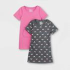 Toddler Girls' Adaptive Abdominal Access 2pk Knit Short Sleeve Dress - Cat & Jack Purple/charcoal Gray