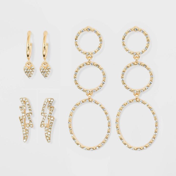 Sugarfix By Baublebar Glistening Earring Gift Set - Clear, Women's, Gold