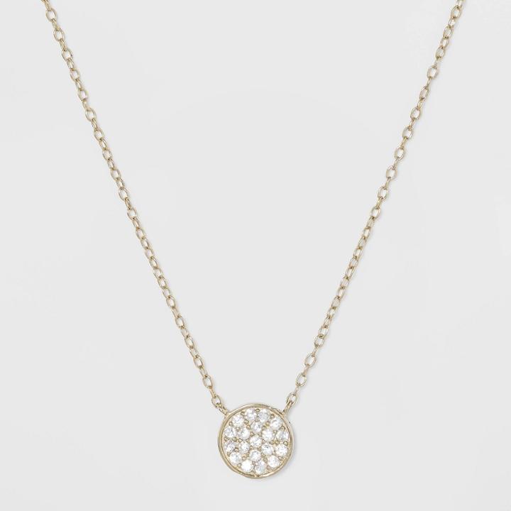 Target Sterling Silver Pave Cubic Zirconia Disc Necklace - Gold, Girl's