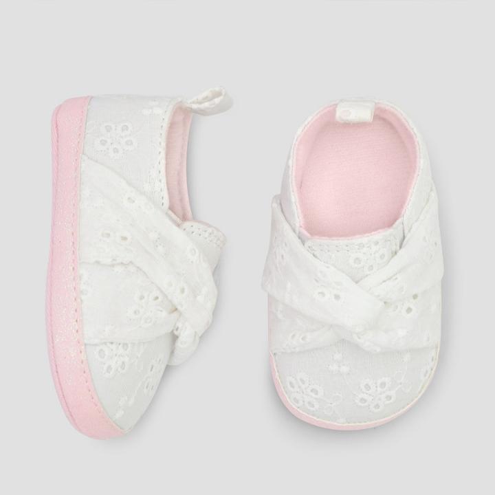 Baby Girls' Eyelet Slip On Sneakers - Cat & Jack White 0-3m,
