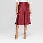 Women's Satin Midi Skirt - A New Day Burgundy (red)