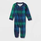 Baby Holiday Tartan Plaid Flannel Matching Family Footed Pajama - Wondershop Blue