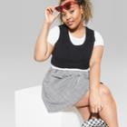 Women's Plus Size Fuzzy Cropped Sweater Vest - Wild Fable Black