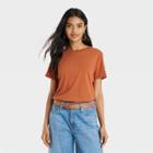 Women's Short Sleeve Casual Fit T-shirt - A New Day Orange