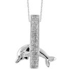 Target Women's Sterling Silver Accent Round-cut White Diamond Pave Set Fish Pendant - White