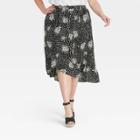 Women's Plus Size Polka Dot Maxi Wrap Skirt - Knox Rose Black