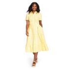 Women's Gingham Puff Sleeve Shirtdress - Lisa Marie Fernandez For Target Yellow/white Xxs