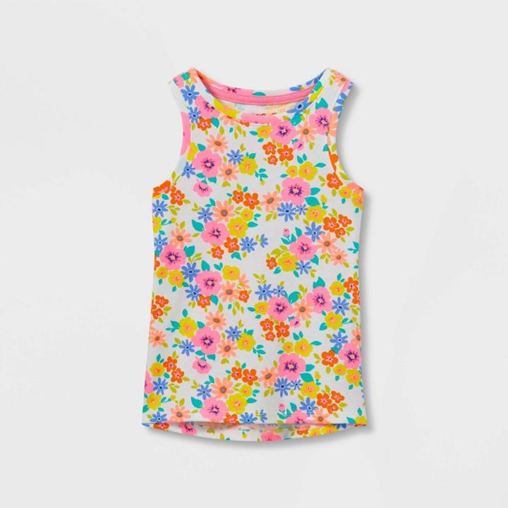 Toddler Girls' Floral Tank Top - Cat & Jack White