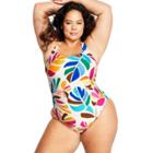 Women's Plus Size Botanical Print Lowback One Piece Swimsuit - Tabitha Brown For Target