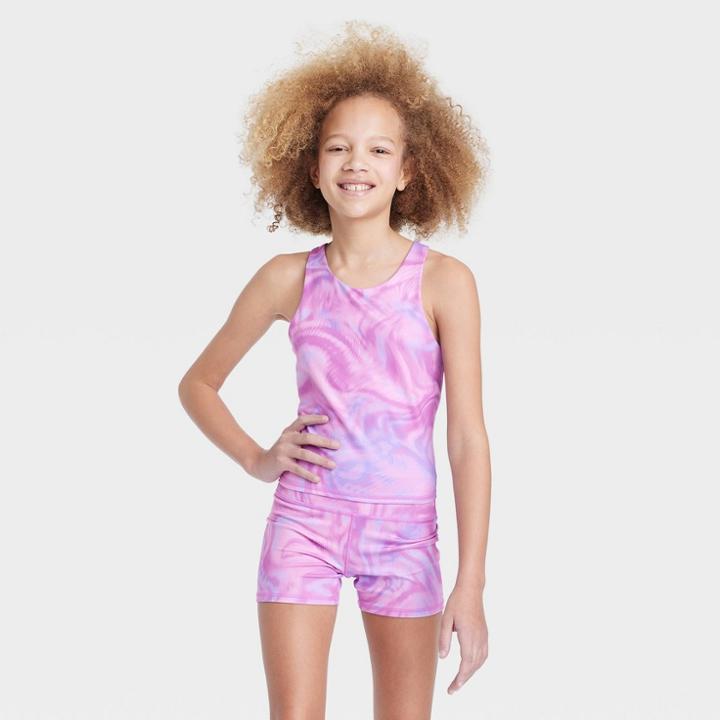 Girls' Printed Cropped Tank Top - All In Motion Purple