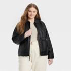 Women's Plus Size Faux Leather Jacket - Universal Thread Black