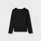 Men's Adaptive Loose Fit Long Sleeve Crewneck T-shirt - Goodfellow & Co Black
