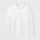 Girls' Long Sleeve Polo Shirt - Cat & Jack White