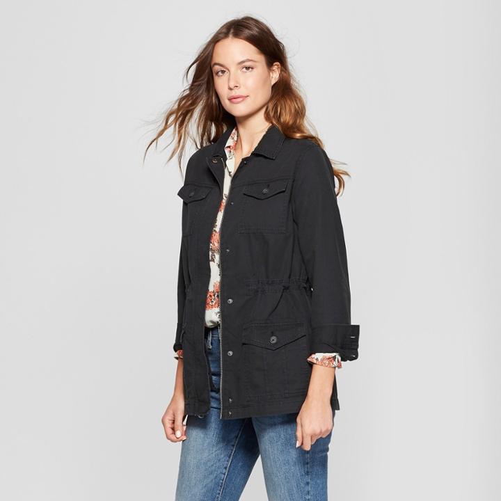 Women's Military Jacket - A New Day Black Xxs
