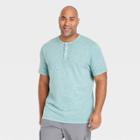 Men's Big & Tall Relaxed Fit Short Sleeve Henley T-shirt - Goodfellow & Co Blue
