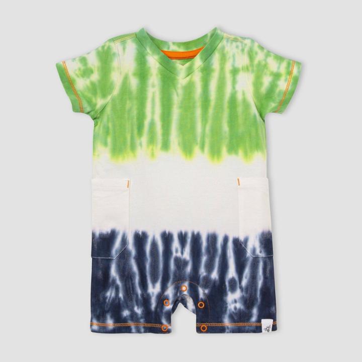 Burt's Bees Baby Boys' Stonewashed Tri Dip-dye Romper - Navy Blue Newborn