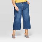 Women's Plus Size Cropped Wide Leg Jeans - Ava & Viv Medium Wash