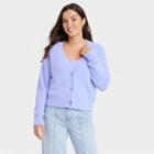 Women's Fuzzy Cardigan - A New Day Purple