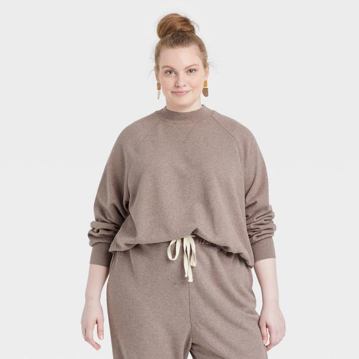 Women's Rib-knit Sweatshirt - Universal Thread Brown