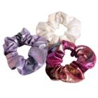 Lily Frilly Faux Leatherette Scrunchie Set - Red/purple/white