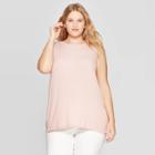 Women's Plus Size Crewneck Tank With Cross Over Shoulder - Ava & Viv Pink 4x,