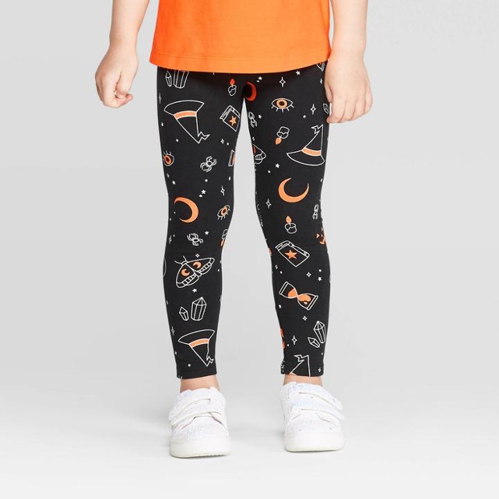 Toddler Girls' Halloween Print Leggings - Cat & Jack Black, Toddler Girl's,