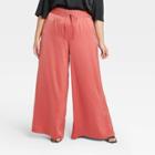 Women's Plus Size High-rise Wide Leg Silky Pants - Who What Wear Pink
