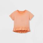 Girls' Drapey Peplum Short Sleeve Top - Art Class Orange