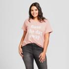 Women's Plus Size Rose All Day French Terry Rolled Cuff Short Sleeve T-shirt - Grayson Threads - Lilac