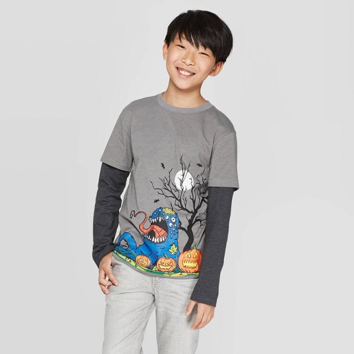 Boys' Monster Halloween T-shirt - Cat & Jack Gray