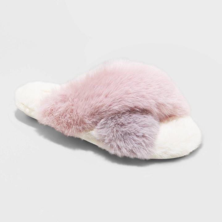 Girls' Brooklyn Crossband Fur Slippers - Cat & Jack Lavender
