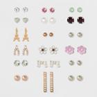 Floral And Simulated Pearl Multi Earring Set 18ct - Wild Fable,