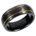 Men's Daxx Brushed Double Grooved Band In Ceramic - Black