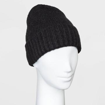 Women's Knit Jersey Beanie - A New Day Black