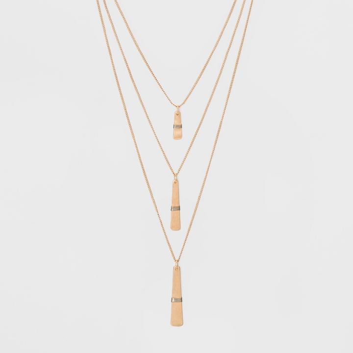 Multi Row Linear Bar And Wire Wrap Layered Necklace - Universal Thread Gold