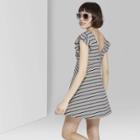 Women's Striped Flutter Short Sleeve Deep V-neck Knit Dress - Wild Fable Xxl,