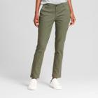 Women's Straight Leg Slim Chino Pants - A New Day Olive (green)