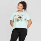 Women's Garfield Plus Size Short Sleeve Cropped Graphic T-shirt - Mighty Fine (juniors') - Teal