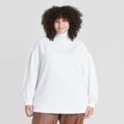 Women's Plus Size Long Sleeve Mock Turtleneck T-shirt - A New Day Cream