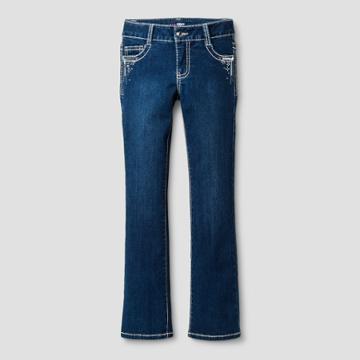 Plus Size Girls First Girls' Bootcut Jeans With Rhinestone Details Dark Denim Wash