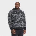 Men's Big & Tall Camo Print Cotton Fleece Full Zip Hoodie - All In Motion Black